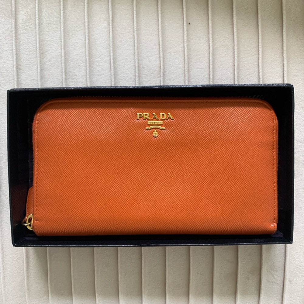 Prada Saffiano Leather Wallet | Papaya - Picture 2 of 15